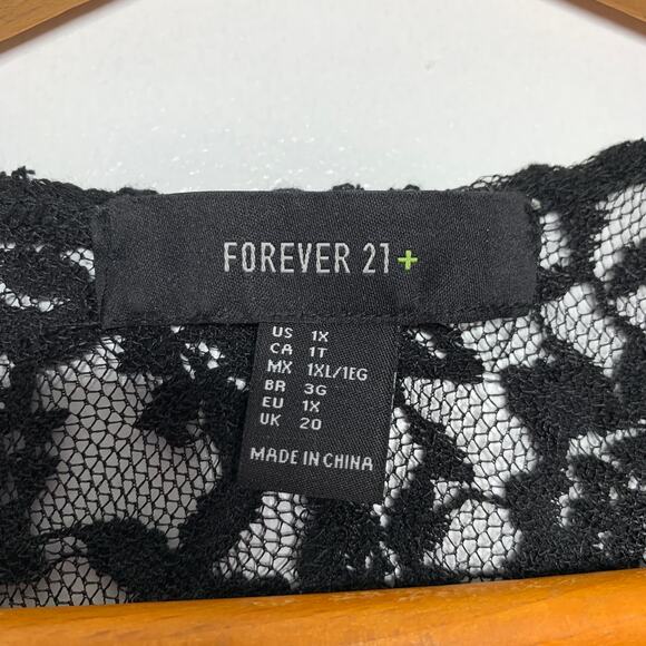 3/$20 Forever 21 plus size sheer black floral lace sleeveless bodysuit 1X - Picture 7 of 8